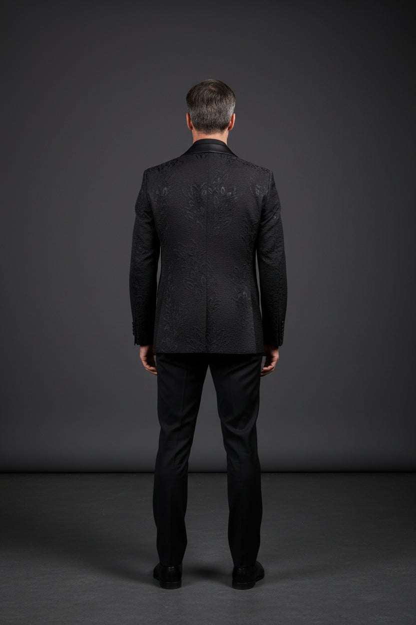 Patterned Black Tuxedo | Modern Formal Menswear | Vercini