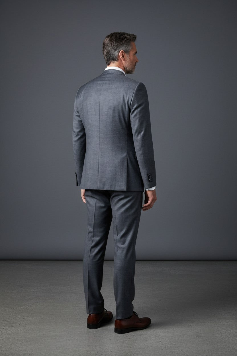 Vercini Regent Charcoal Wool Suit - Premium 100% Wool Tailored Fit