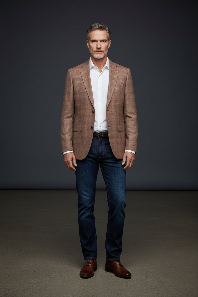 Cinnamon Herringbone Wool Blazer
