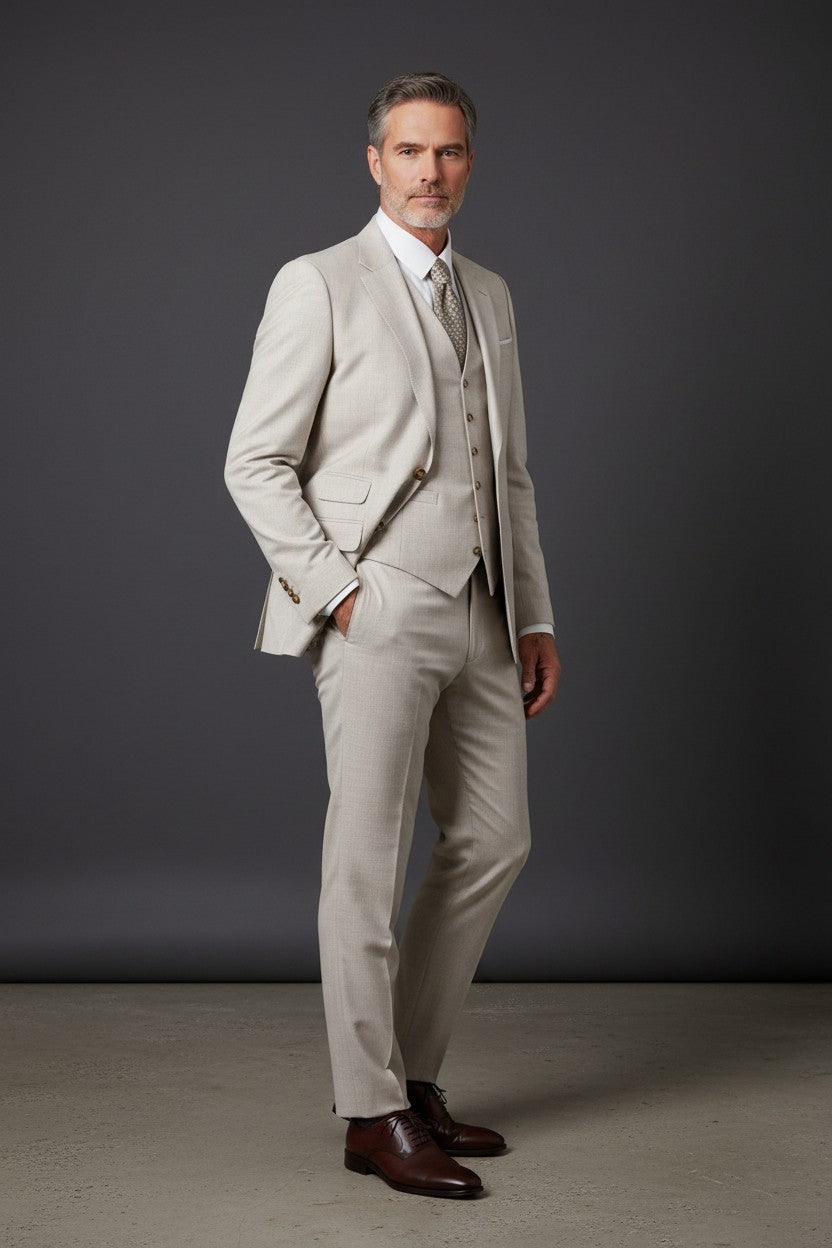 Vercini Santorini Ivory 3-Piece Suit