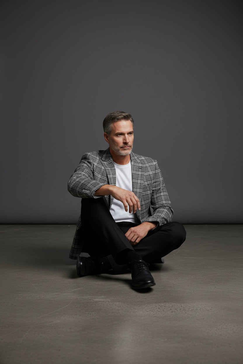 Gray Plaid Blazer - Premium Tailored Sport Coat