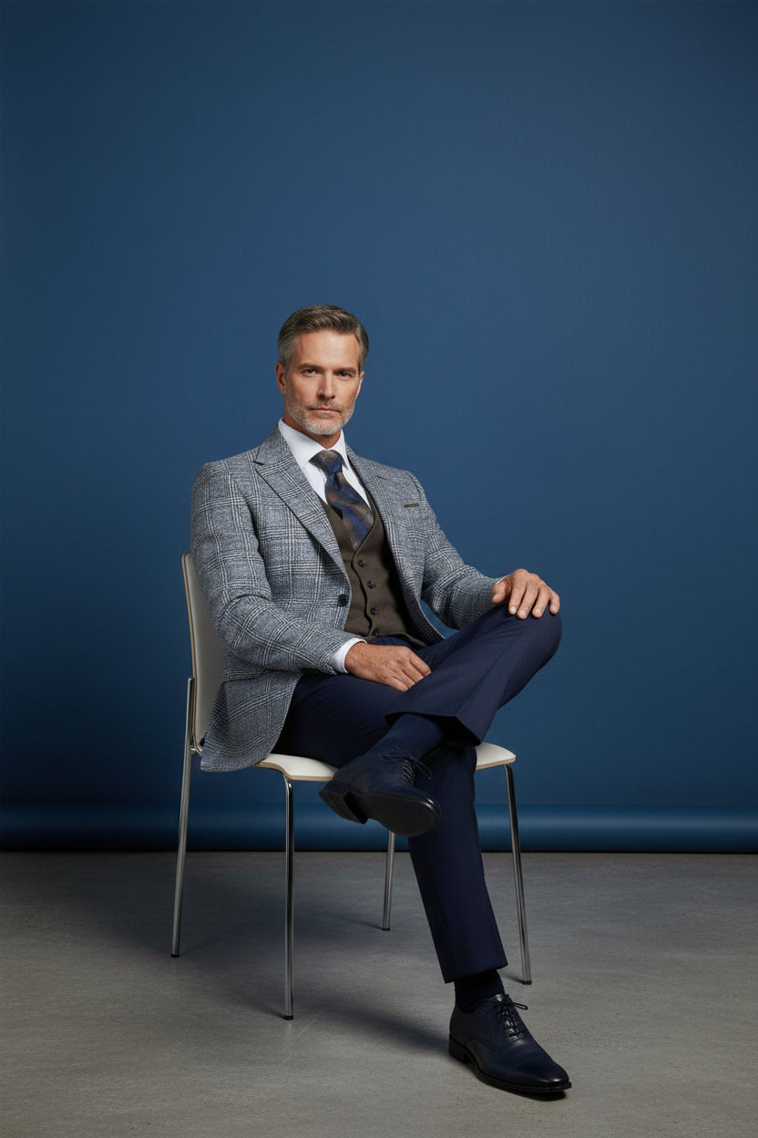 Vercini Tailored Plaid 3-Piece Suit