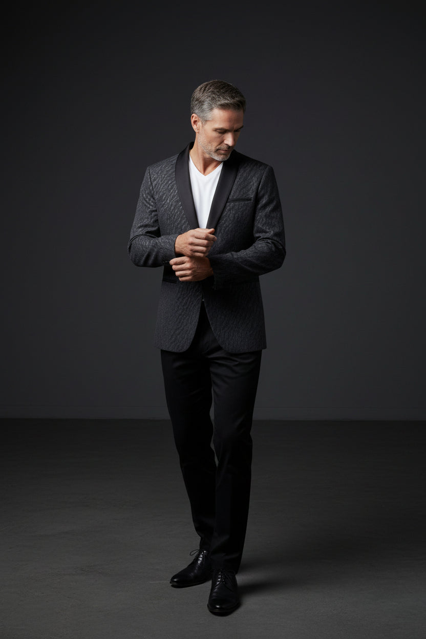 Dark Velvet Evening Jacket with Sparkle Detail