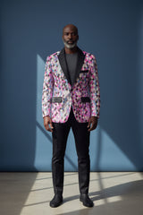 BLACK LAPEL PINK SEQUIN JACKET