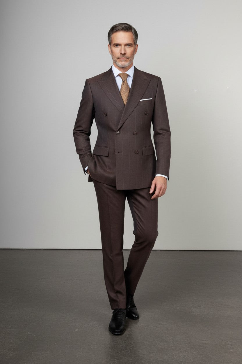 Vercini Milano Espresso Double-Breasted Suit