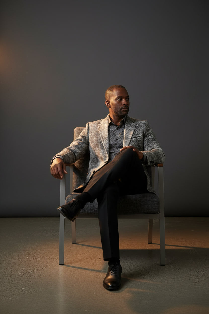 Vercini  Black & Gray Patterned Blazer - Premium Smart Casual Menswear