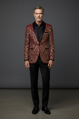 Midnight Spark Tuxedo Blazer - Premium Velvet Collar Formal Jacket