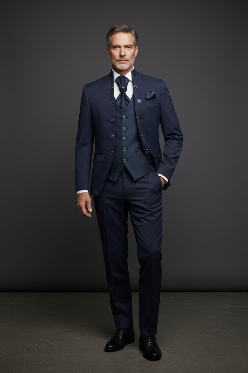 Modern Classic Traditional Navy Blue Tuxedo for Timeless Style
