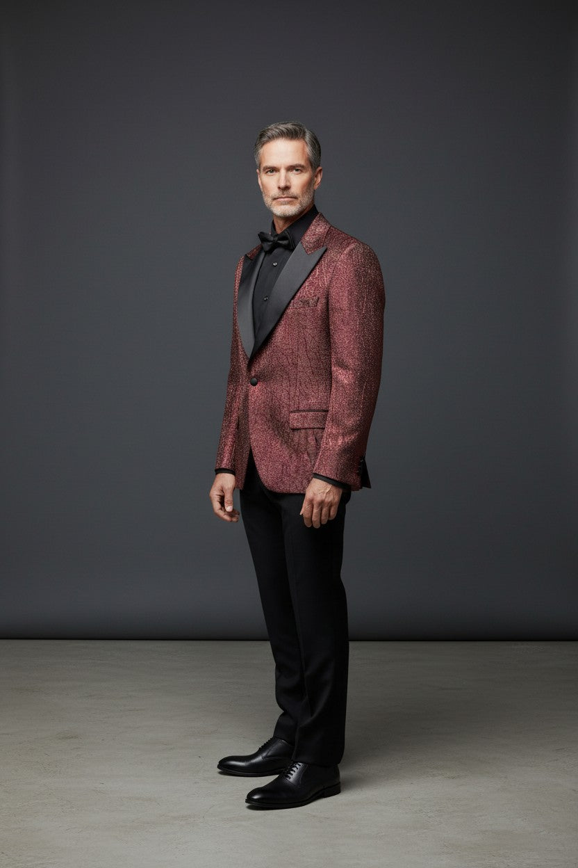BURGUNDY RED SHIMMER 4 PIECE SUIT
