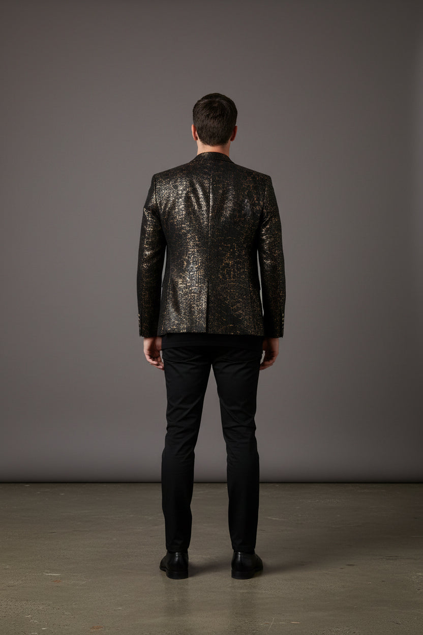 Black Bronze Snake Print Blazer