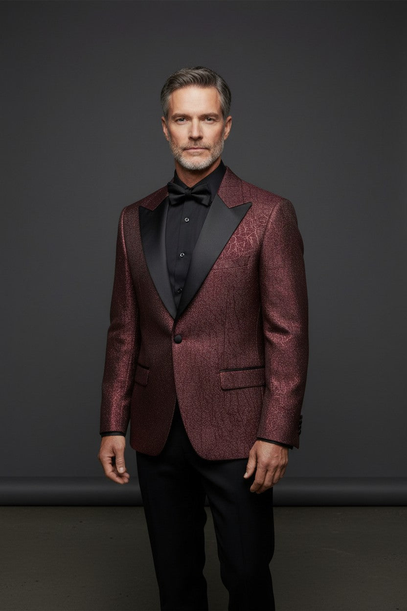 BURGUNDY RED SHIMMER 4 PIECE SUIT
