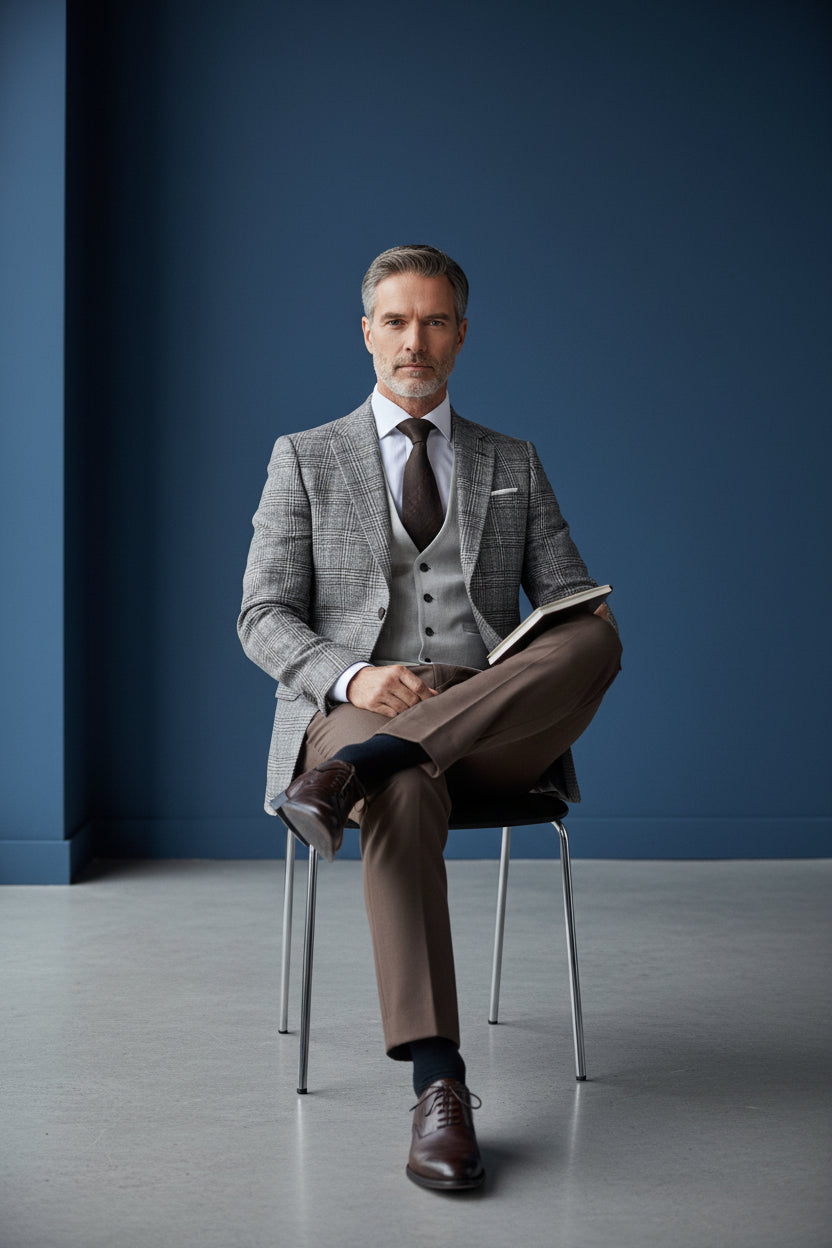 Vercini Tailored Plaid 3-Piece Suit