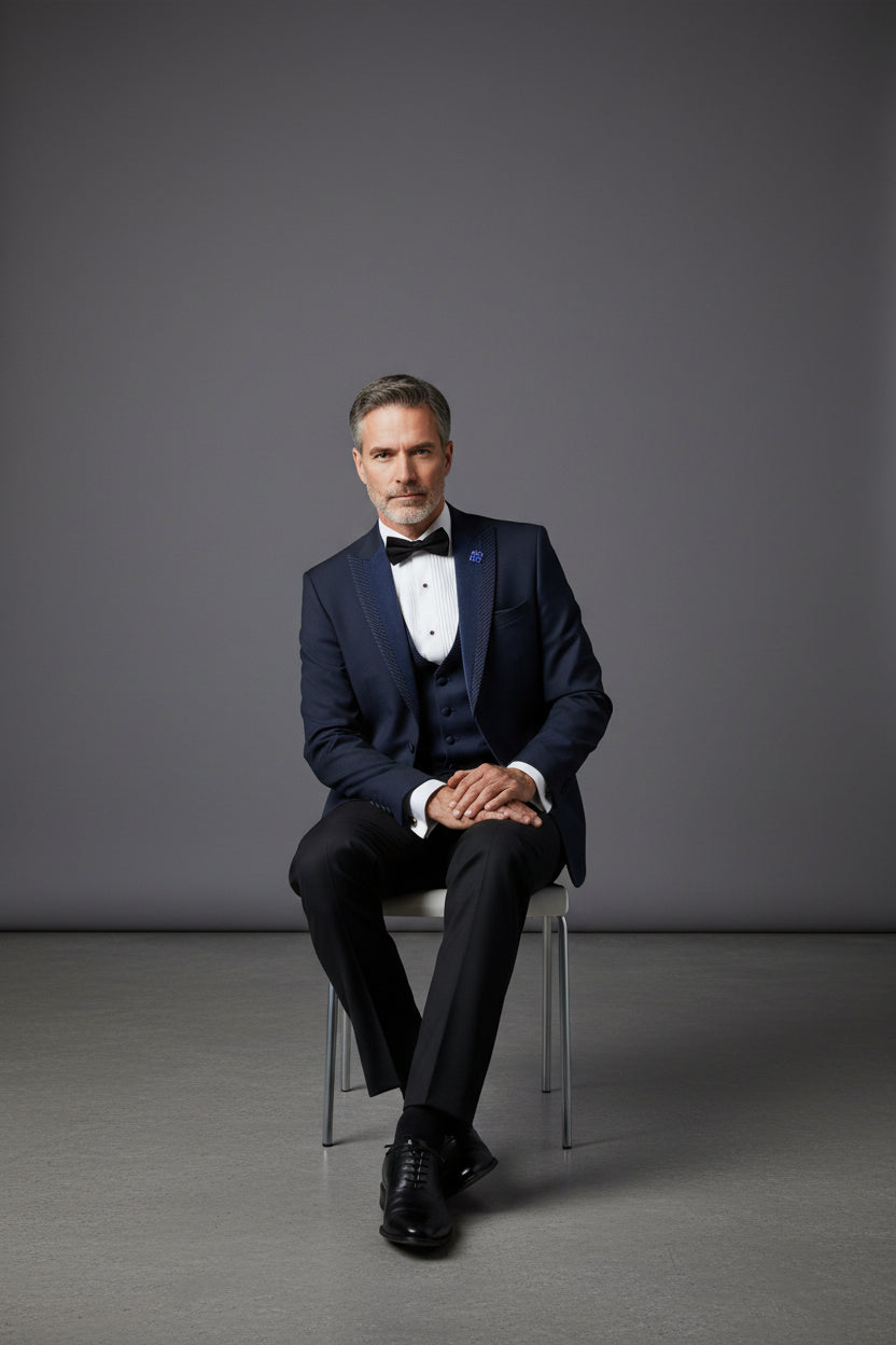 TUXEDO WITH REMOVABLE VELVET PEAK LAPELh