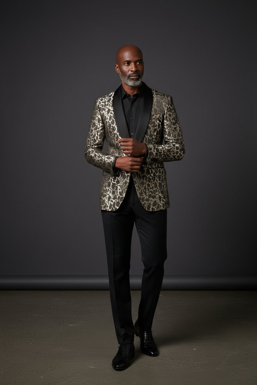 VERCINI ANIMAL PRINT PATTERN BLAZER