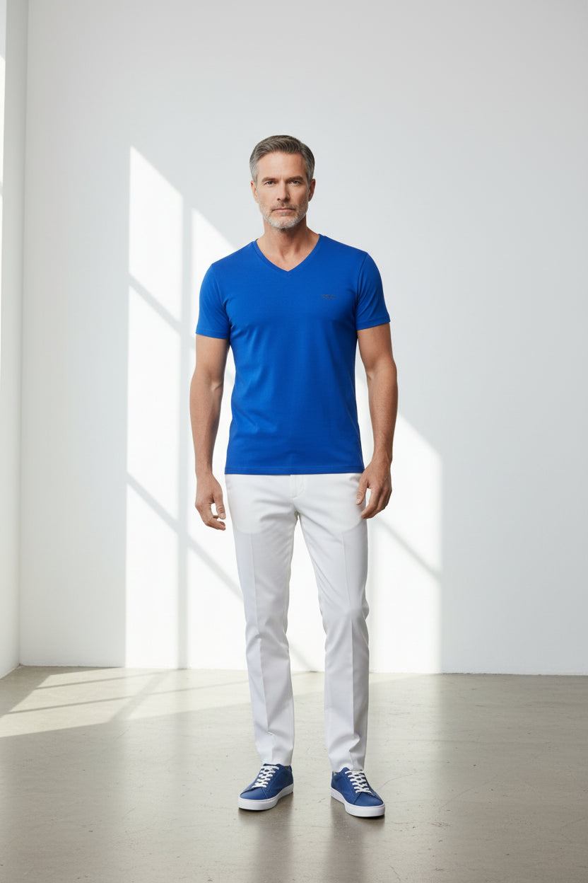 NAVY T-SHIRT V NECK