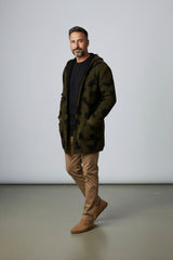 Brown Two Tone Hooded Cardigan