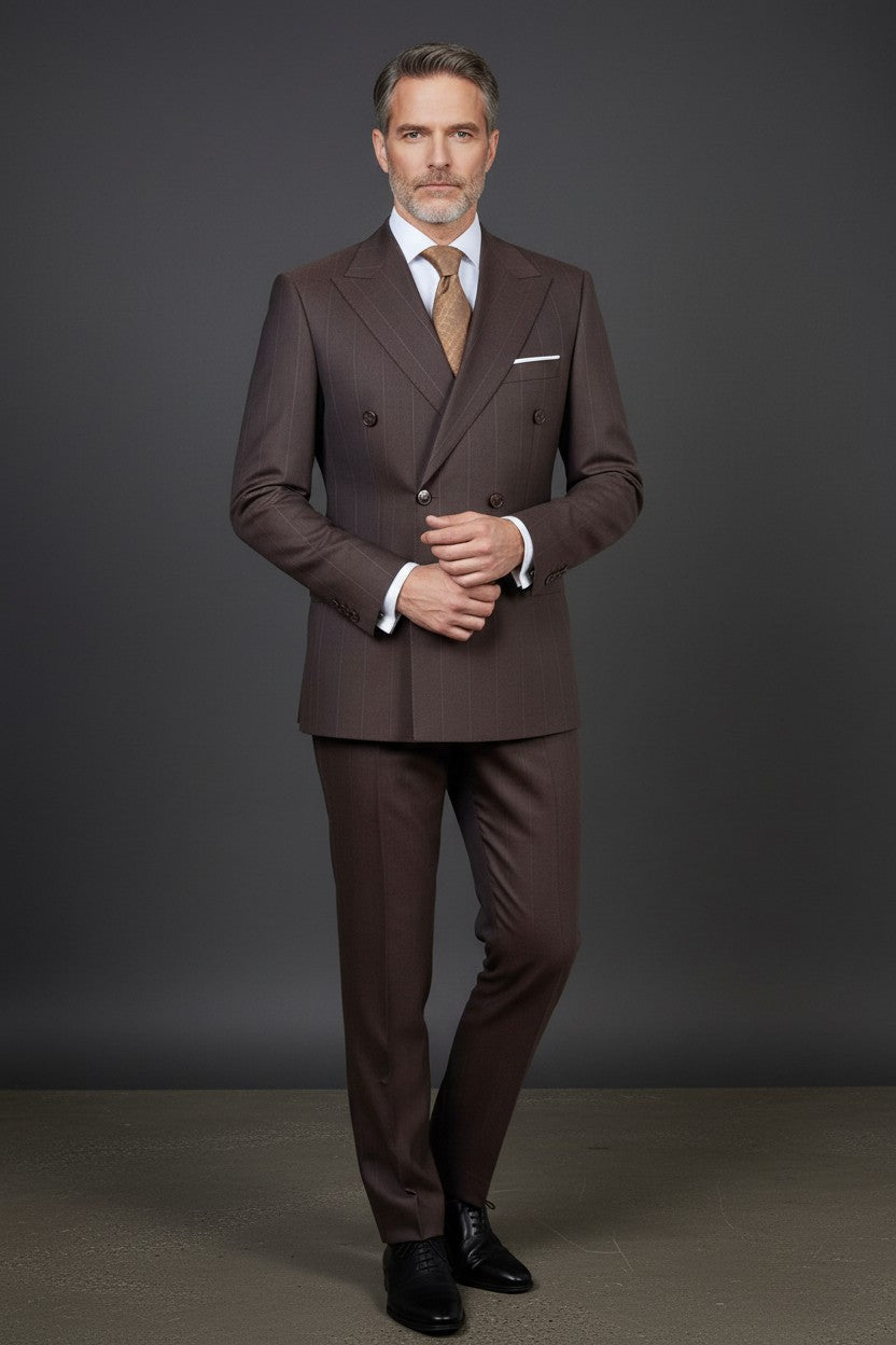 Vercini Milano Espresso Double-Breasted Suit