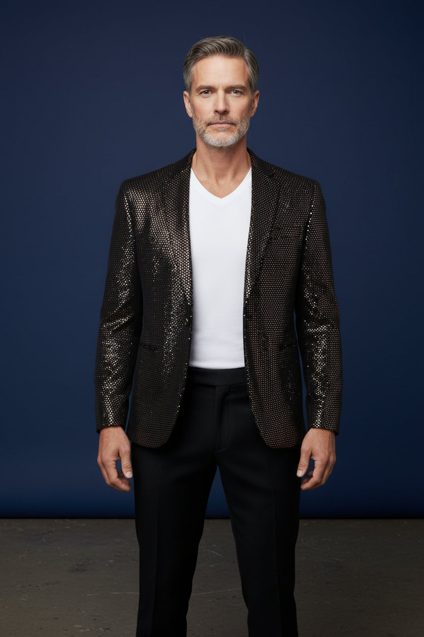 Brown Metallic Polkadot Velvet Blazer