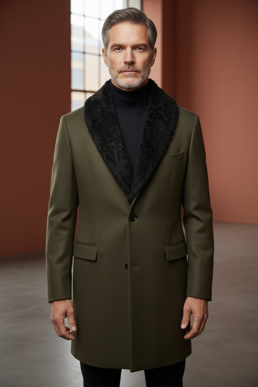 Luxury Fur-Collar Vercini Overcoat