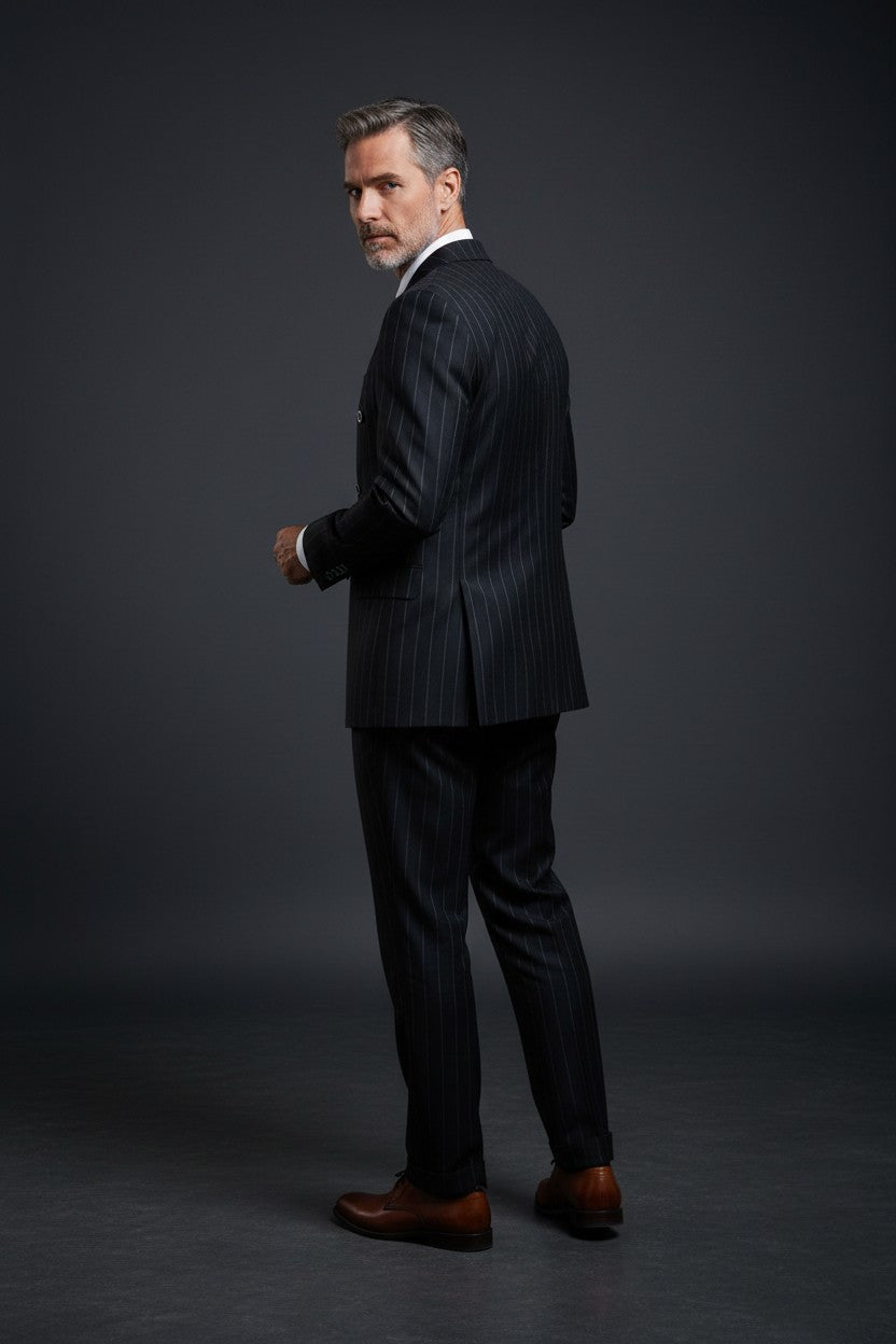 Vercini Heritage Pinstripe Double-Breasted Suit - Classic 1940s Tailoring