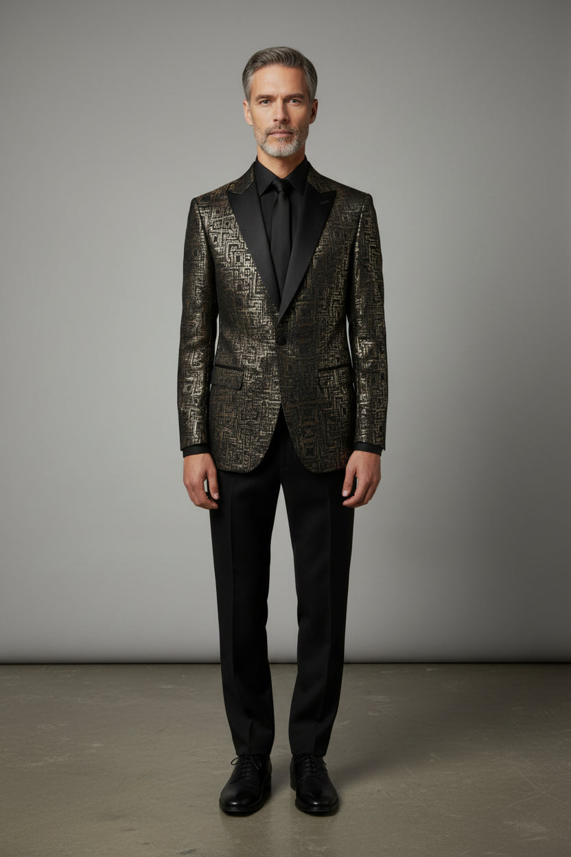 GOLD GEOMETRIC BLAZER