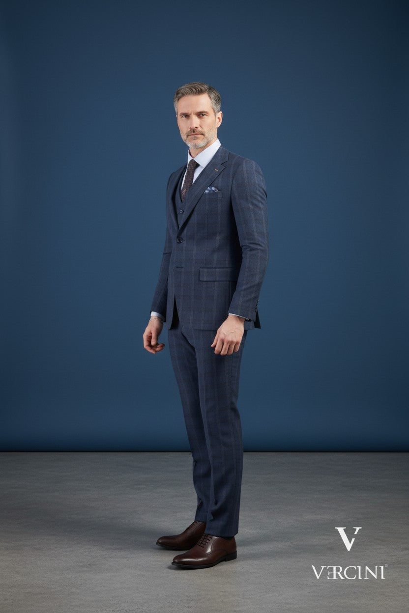 Vercini Sapphire Orbit Prestige Three-Piece Men's Suit SUITS Vercini