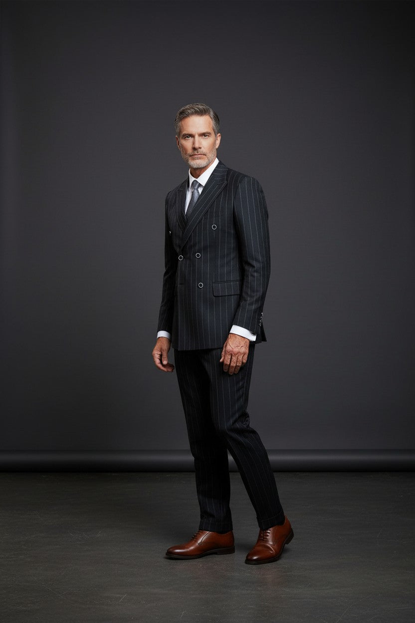 Vercini Heritage Pinstripe Double-Breasted Suit - Classic 1940s Tailoring