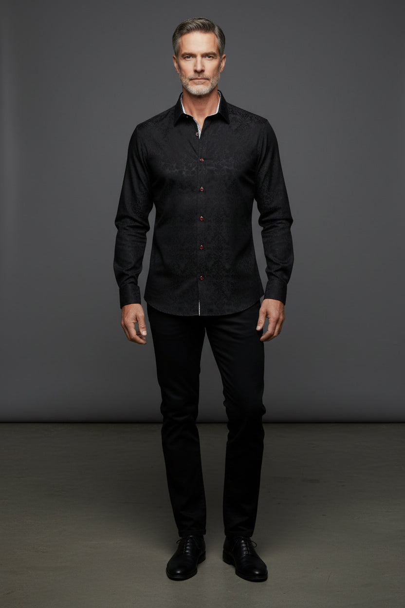 Black Cotton Dress Shirt