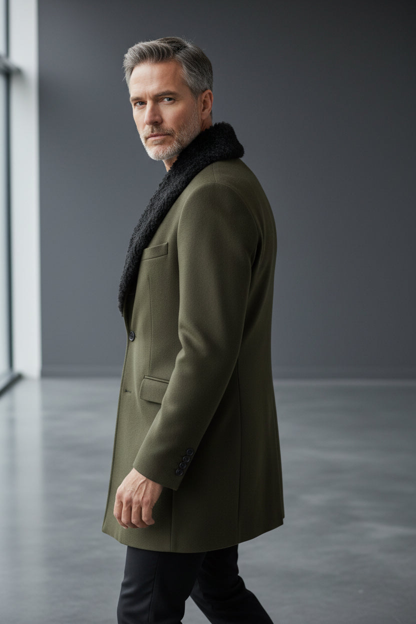 Luxury Fur-Collar Vercini Overcoat