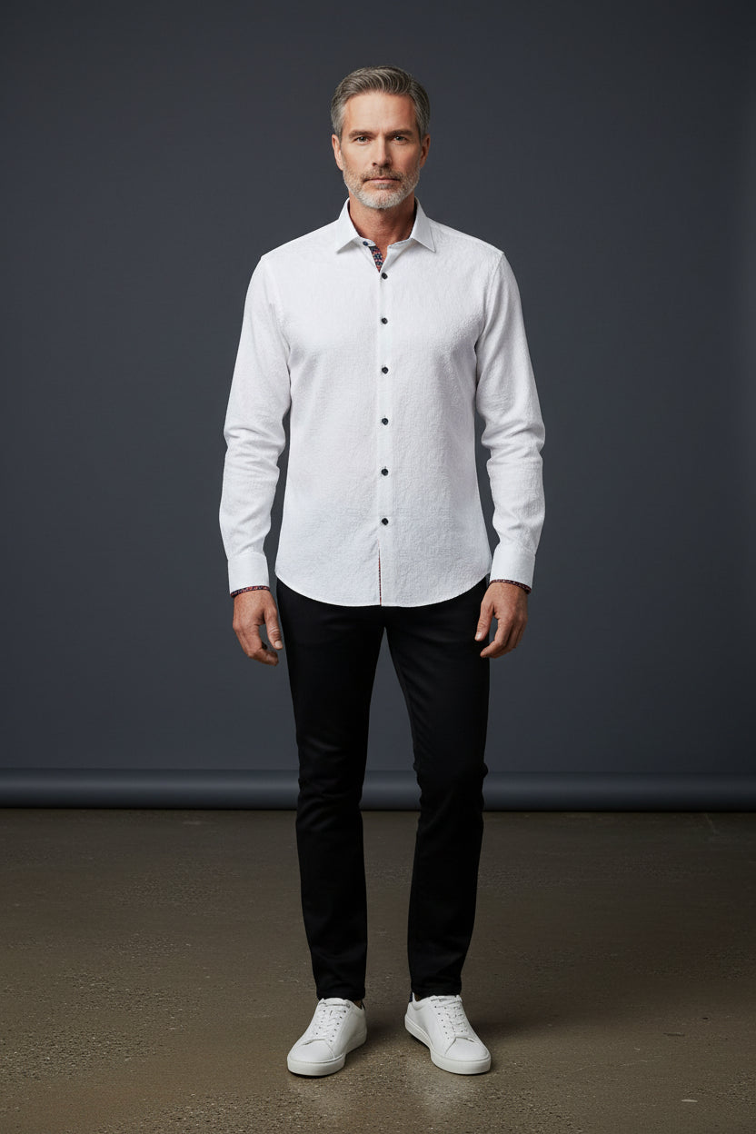 Premium White Dress Shirt with Contrast Cuffs