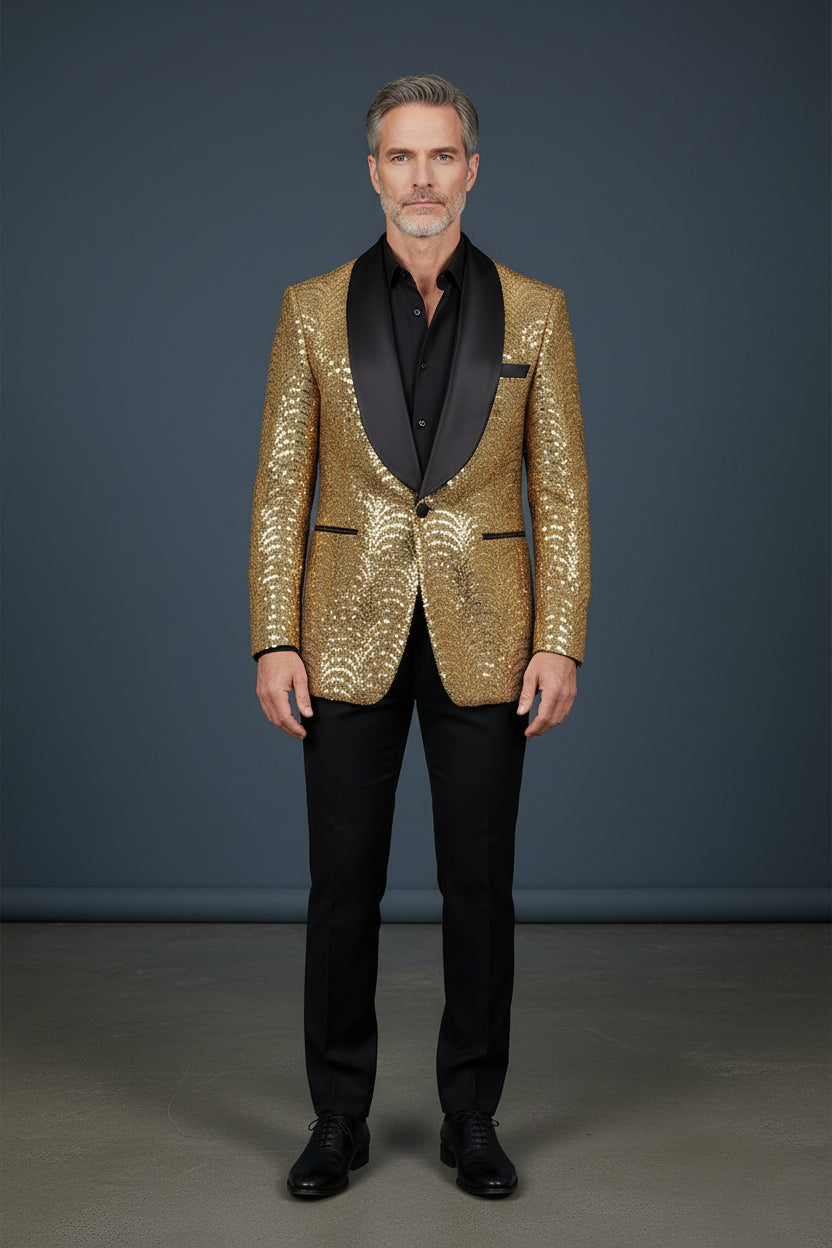 Golden Elegance Sequin Blazer