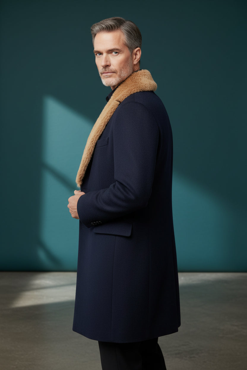 Luxury Fur-Collar Vercini Overcoat