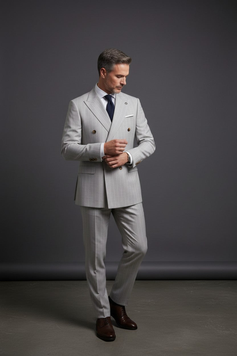 Double-Breasted Pinstripe Suit – Slim Fit