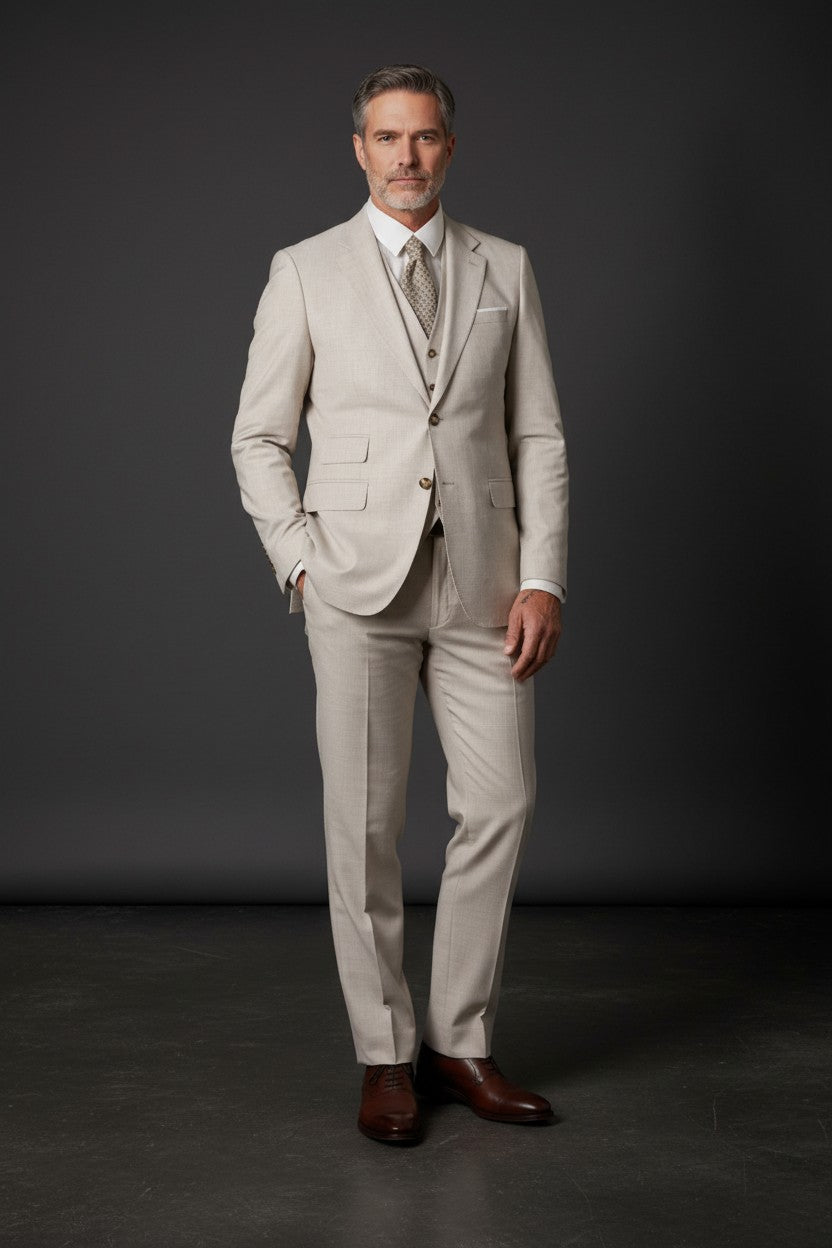Vercini Santorini Ivory 3-Piece Suit