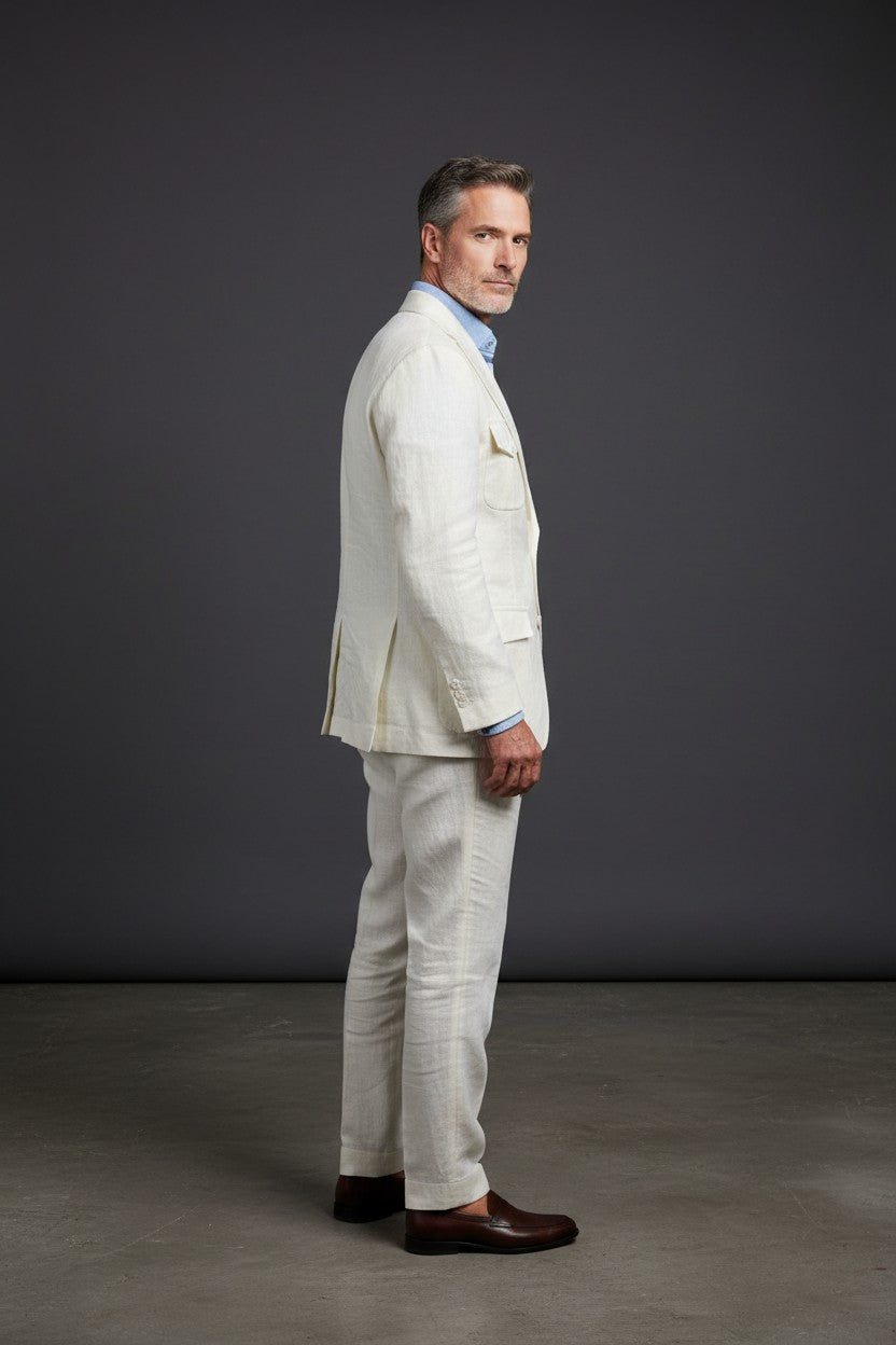 Premium Linen Suit – Green, Navy & White | Vercini