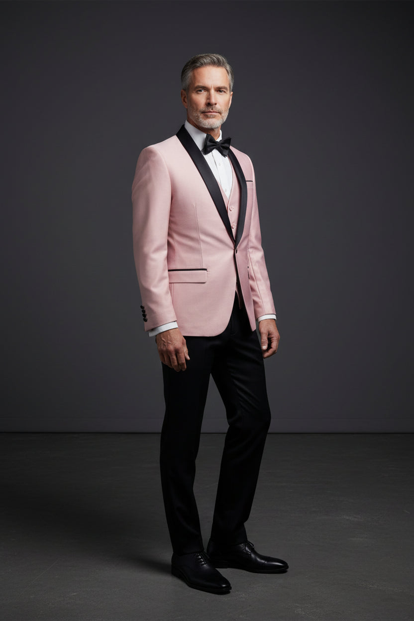 Luxury Classic Tuxedo | Black, White & Light Pink – Vercini