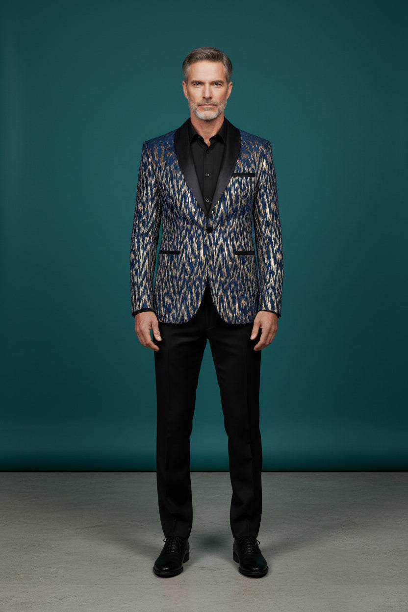 Midnight Spark Tuxedo Blazer - Premium Velvet Collar Formal Jacket