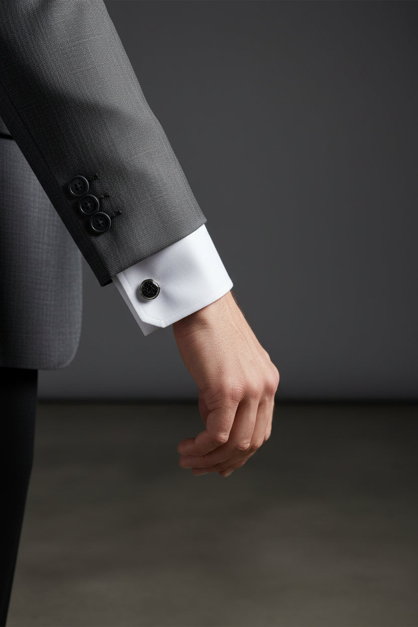 Vercini Hexagonal Onyx-Style Cufflinks