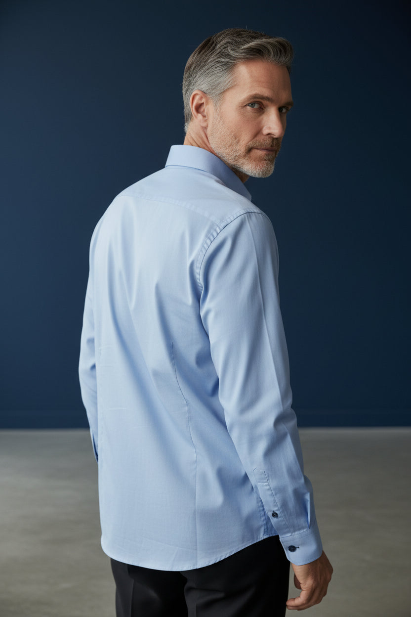 Light Blue Dress Shirt with Contrast Trim