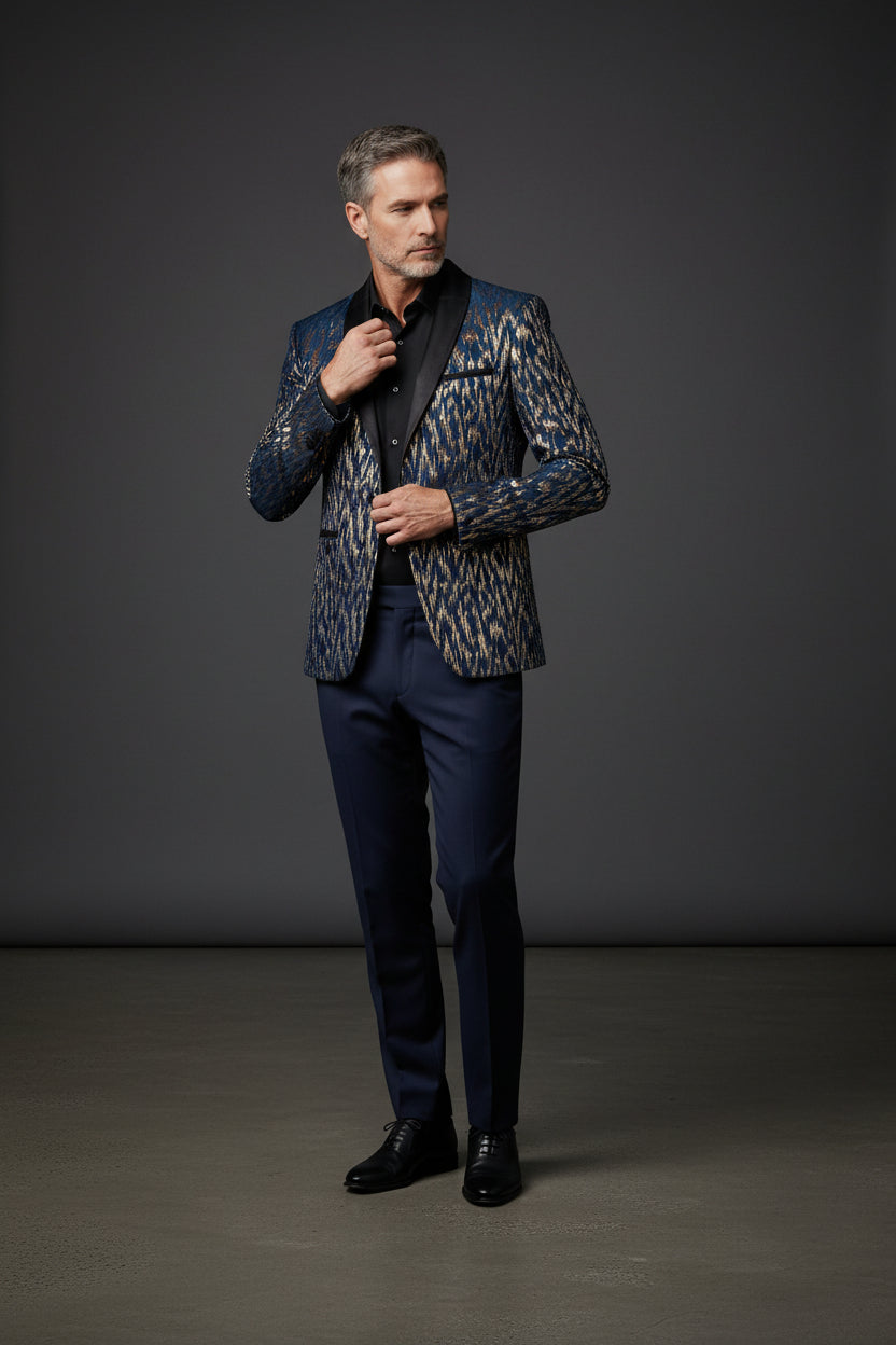 Midnight Spark Tuxedo Blazer - Premium Velvet Collar Formal Jacket
