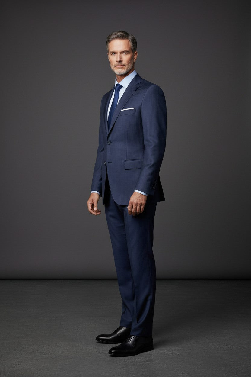 Vercini “Navy Executive Pinstripe” 100% Wool Suit – 2 Piece