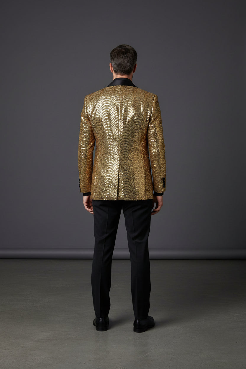 Golden Elegance Sequin Blazer