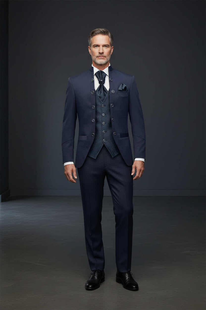 Modern Classic Traditional Navy Blue Tuxedo for Timeless Style