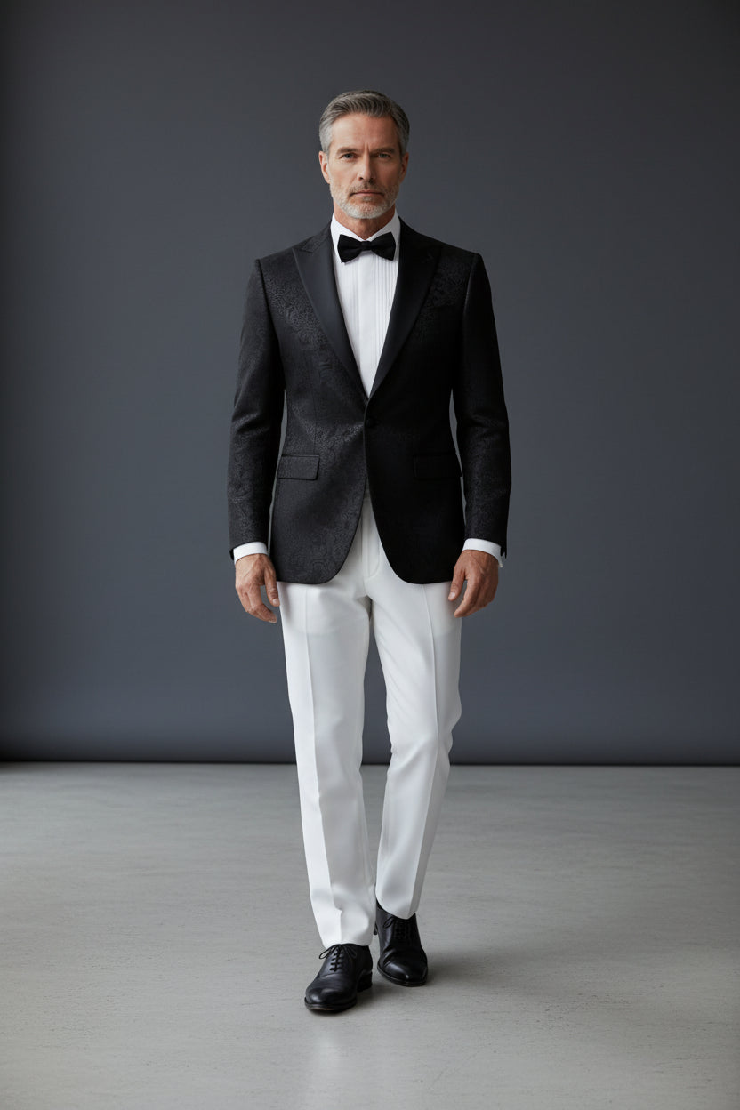Vercini Black Sparkling Floral Tuxedo