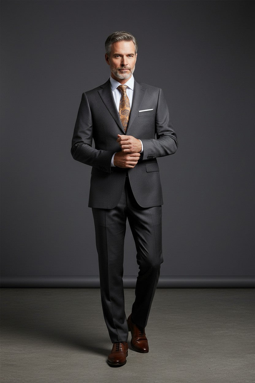 Vercini Marrone Pinstripe 100% Wool Suit – 2 Piece