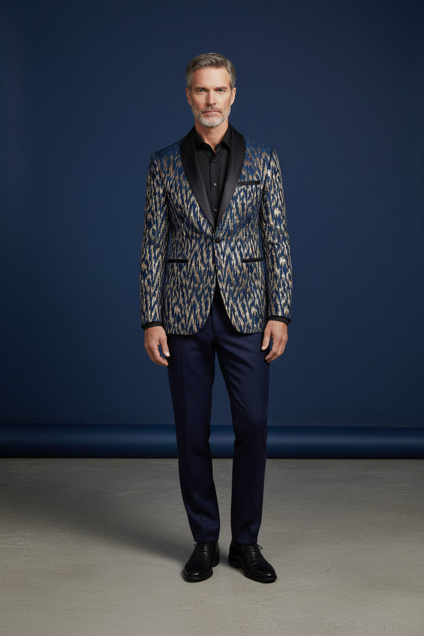 Midnight Spark Tuxedo Blazer - Premium Velvet Collar Formal Jacket