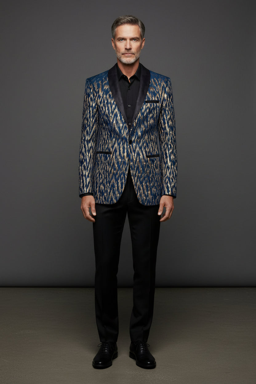 Midnight Spark Tuxedo Blazer - Premium Velvet Collar Formal Jacket