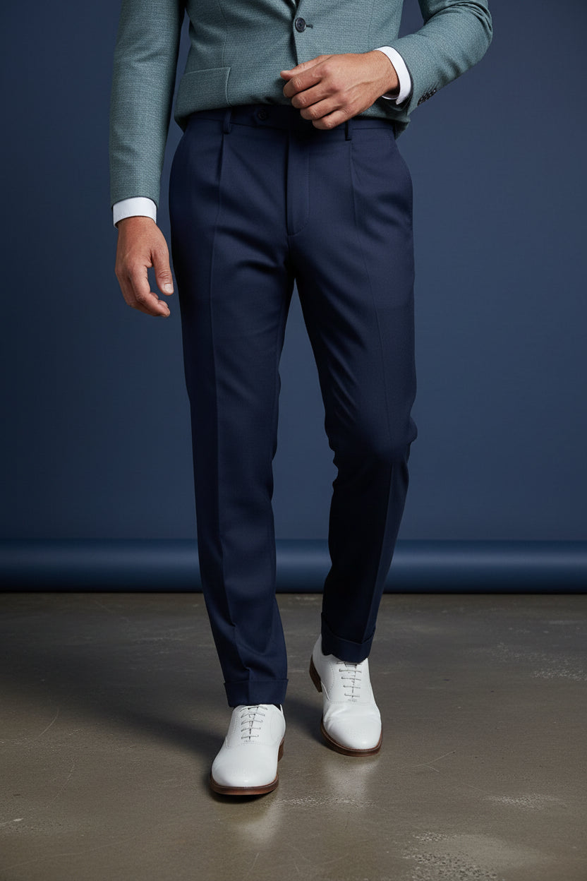 100% Wool Regular Fit Dress Trousers