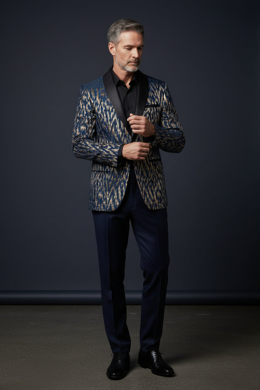 Midnight Spark Tuxedo Blazer - Premium Velvet Collar Formal Jacket