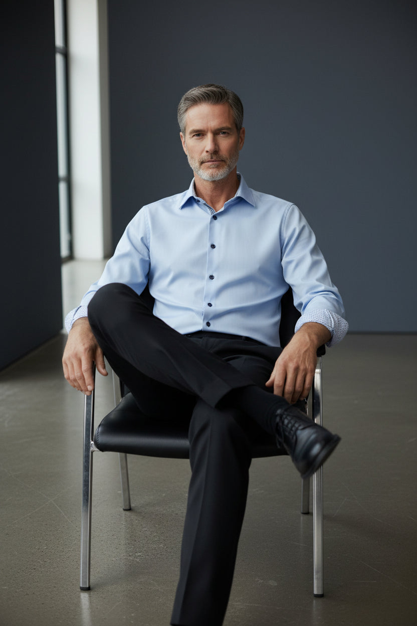 Light Blue Dress Shirt with Contrast Trim